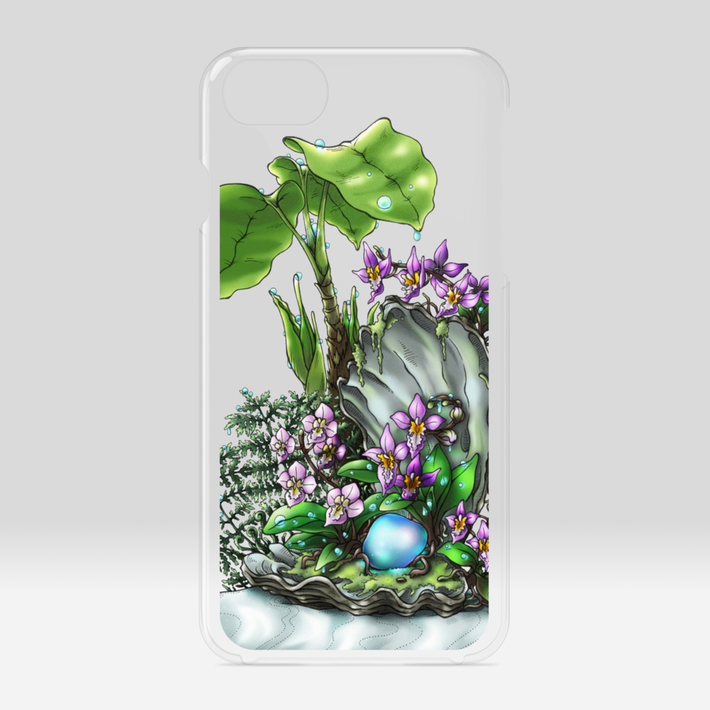 【iPhoneケース透明】胡蝶蘭と真珠