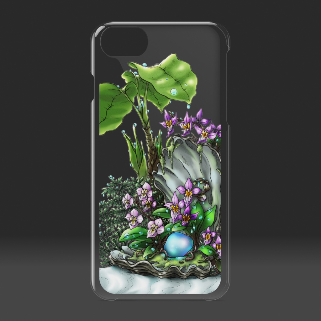 【iPhoneケース透明】胡蝶蘭と真珠