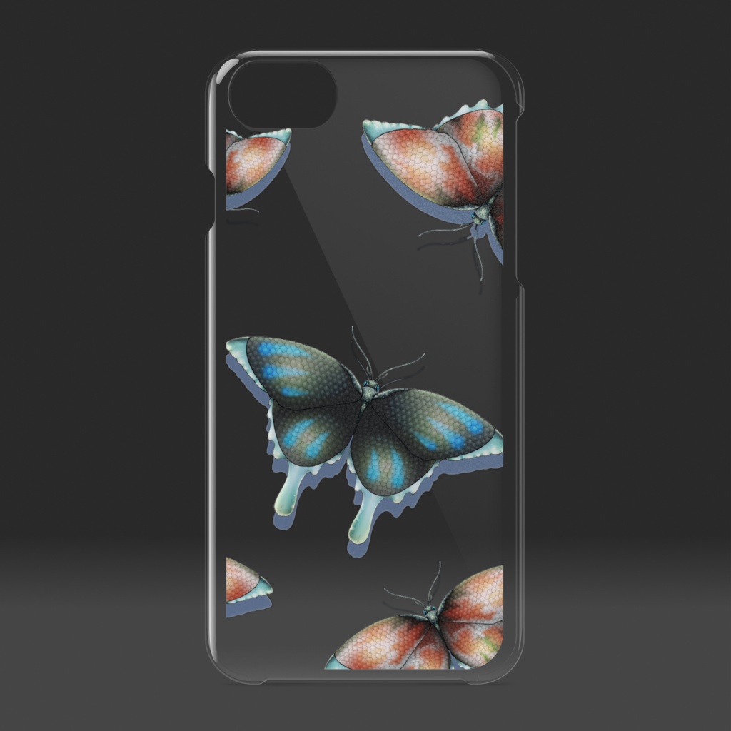 【iPhoneケース透明】蝶 - 青