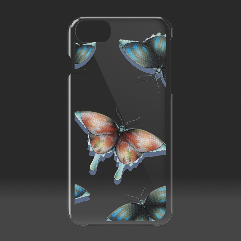 【iPhoneケース透明】蝶 - 赤