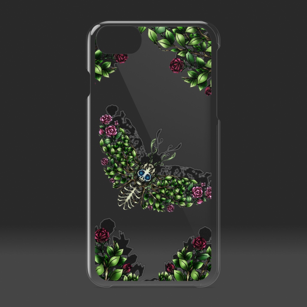 【iPhoneケース透明】髑髏 - ピンク