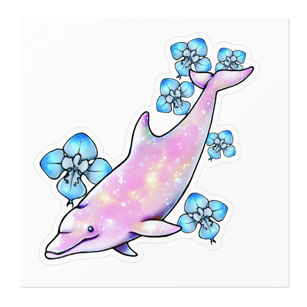 【ステッカー】胡蝶蘭とイルカ