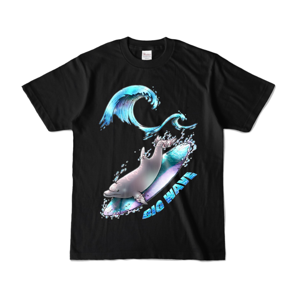 【カラーTシャツ:黒:紺】イルカ(ピンク)/片面・両面