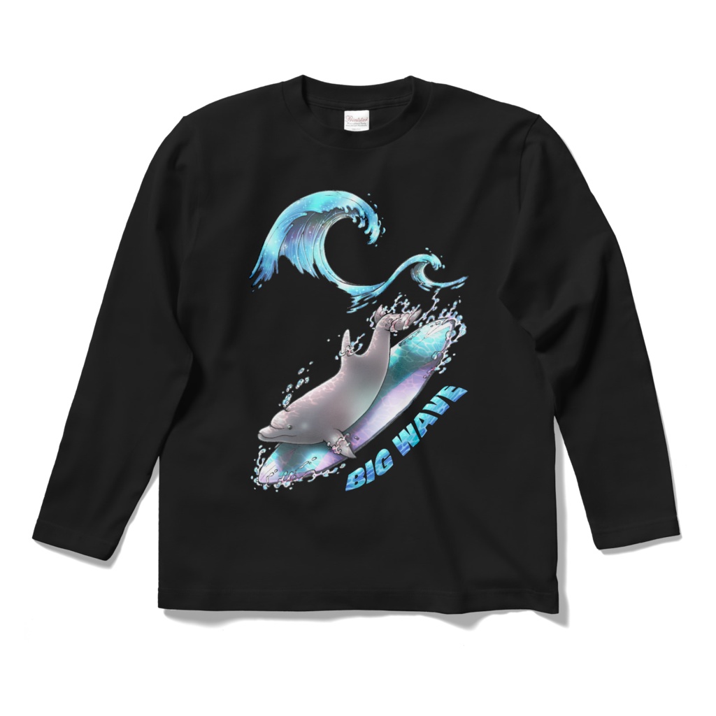 【長袖Tシャツ：黒：紺】イルカ(ピンク)／片面・両面