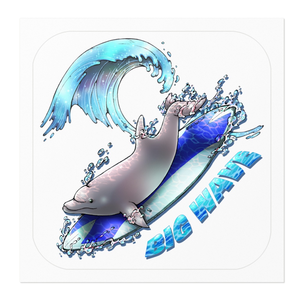 【ステッカー:白地】イルカ(4色×2サイズ)