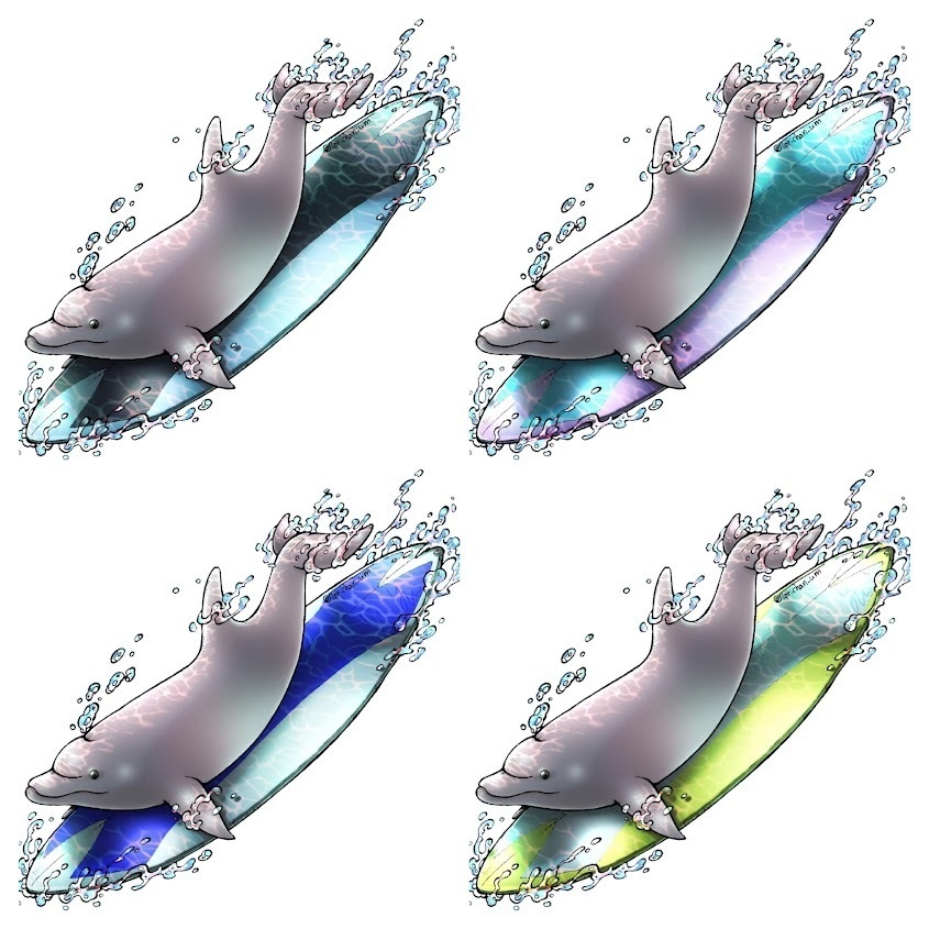 【クリアファイル:A4】イルカ(4色×背景色2タイプ)