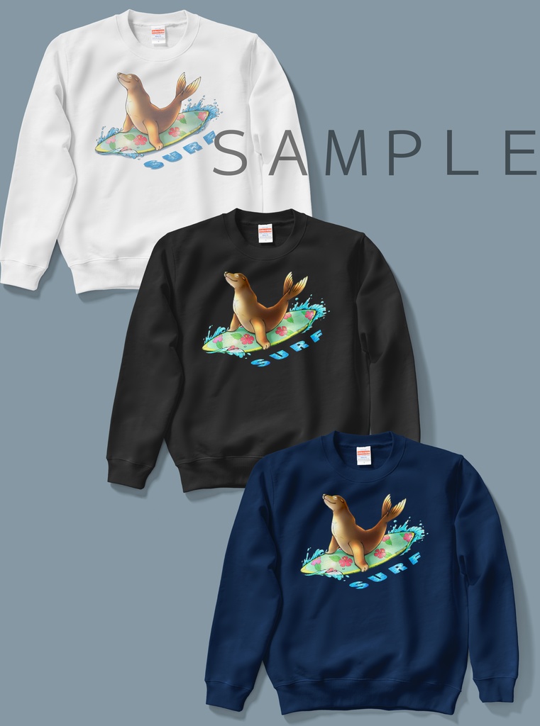 【スウェット:白:黒:紺】アシカ