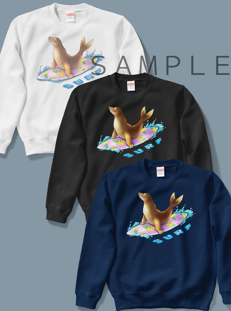 【スウェット:白:黒:紺】アシカ(ピンク)