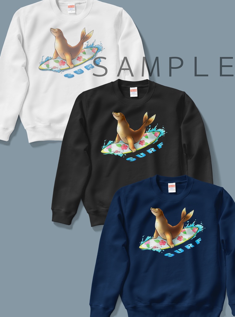 【スウェット:白:黒:紺】アシカ(白)