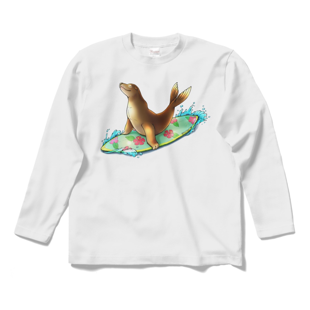 【長袖Tシャツ：白・両面】アシカ（４種類）
