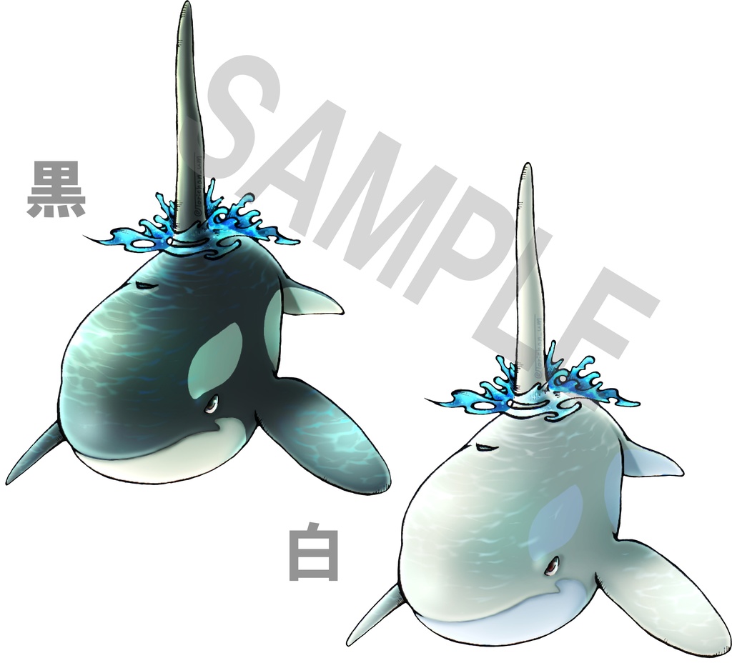 【アクリルキーホルダー/コーティングなし】シャチ(黒・白)