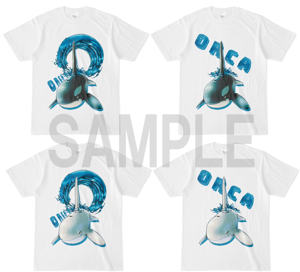 【白Tシャツ】シャチ(黒・白)