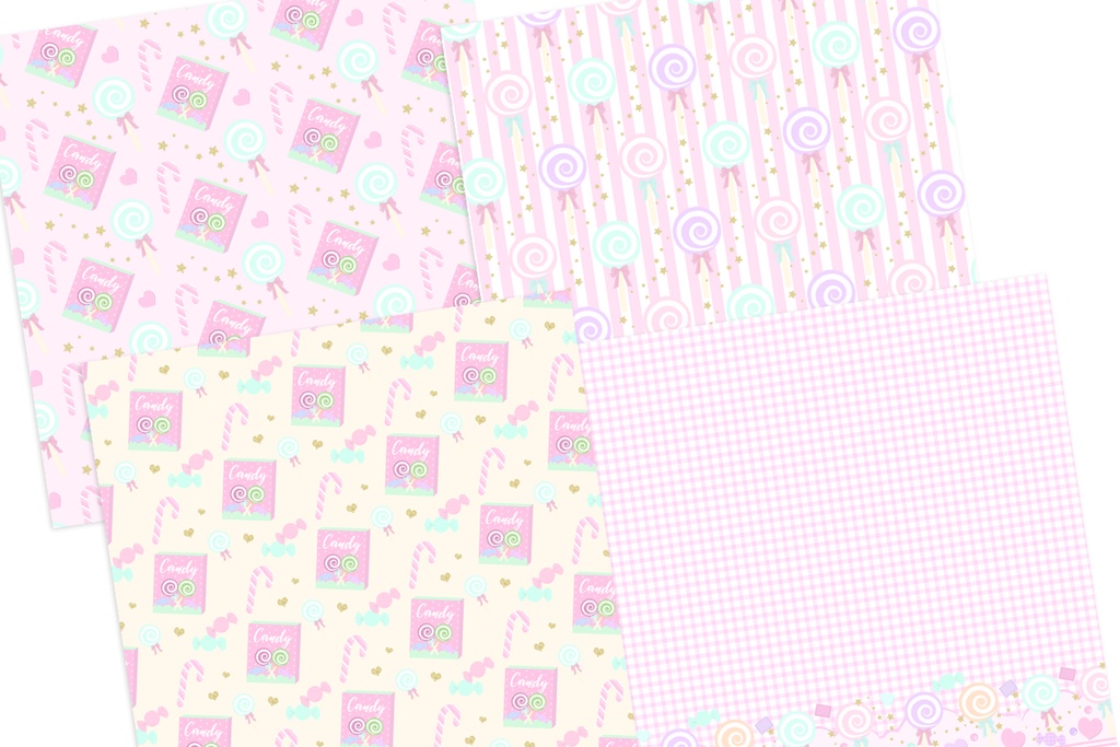 ロリポップ&キャンディ柄 シームレスパターン 背景画像
