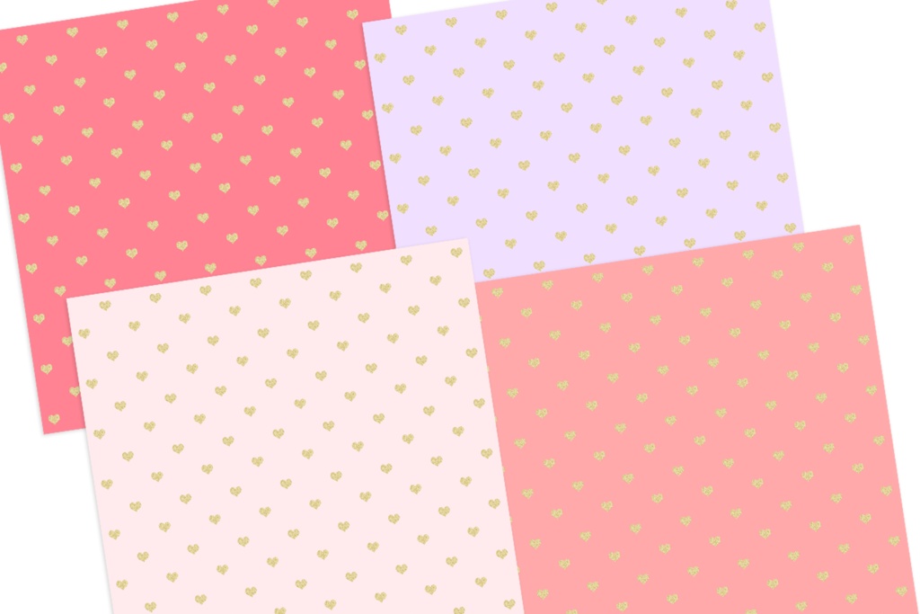 ゴールドグリッターのハートドット柄 シームレスパターン 背景画像