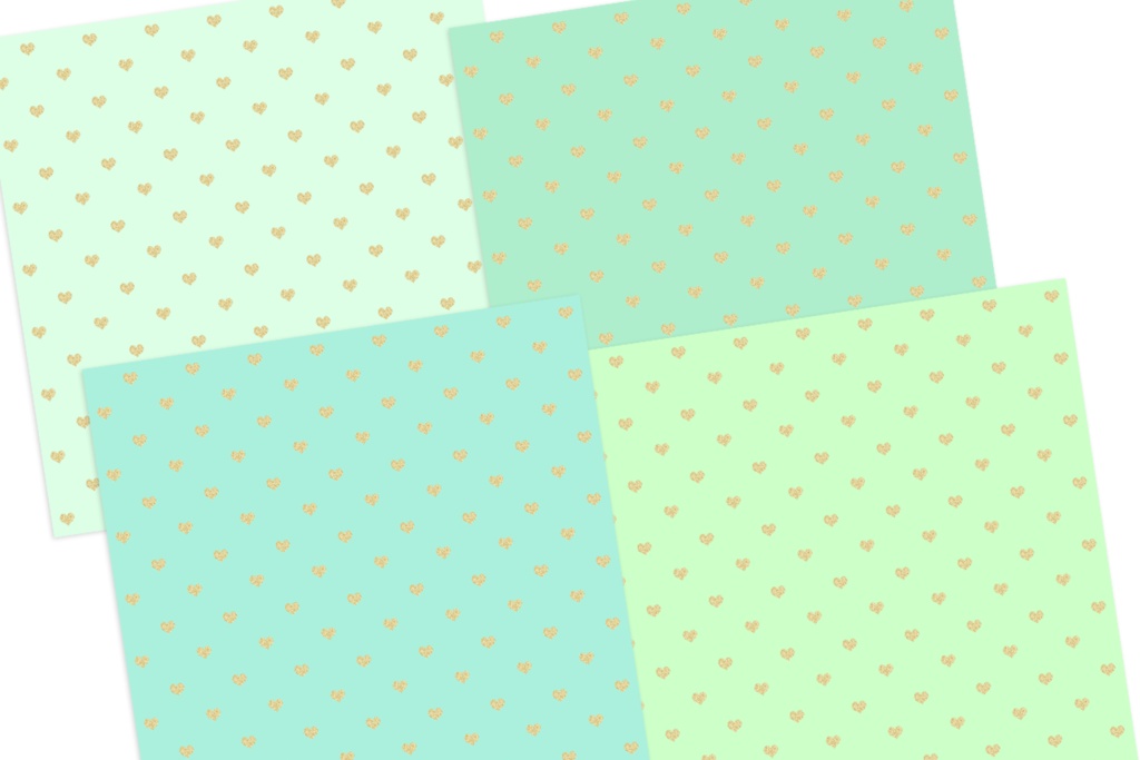 ゴールドグリッターのハートドット柄 シームレスパターン 背景画像