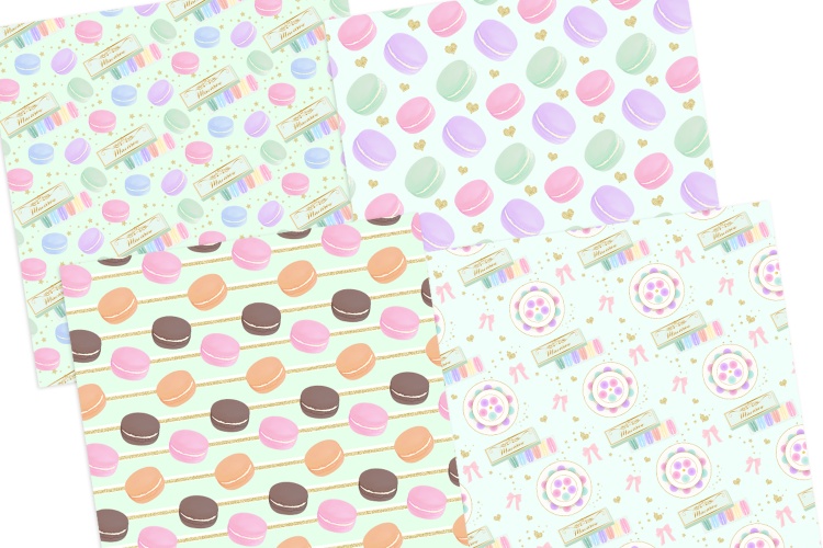 マカロンシームレスパターン スイーツ柄 可愛い背景画像