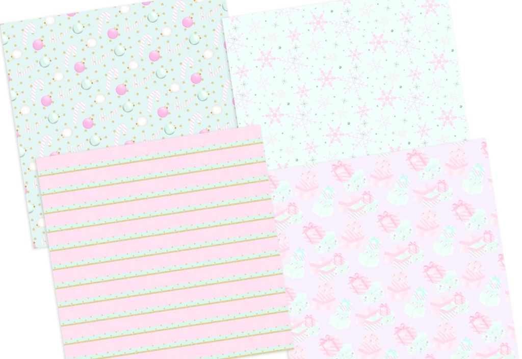 可愛いクリスマスシームレスパターン 背景画像セット