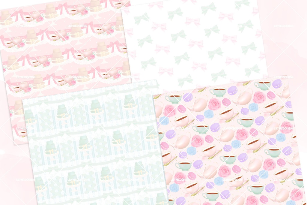 マカロンスイーツパターン柄