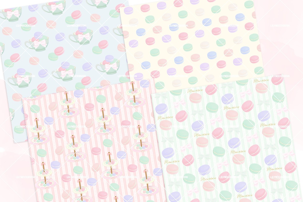 マカロンスイーツパターン柄