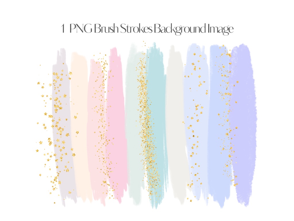春色パステルブラシペイントテクスチャ&キラキラゴールド素材