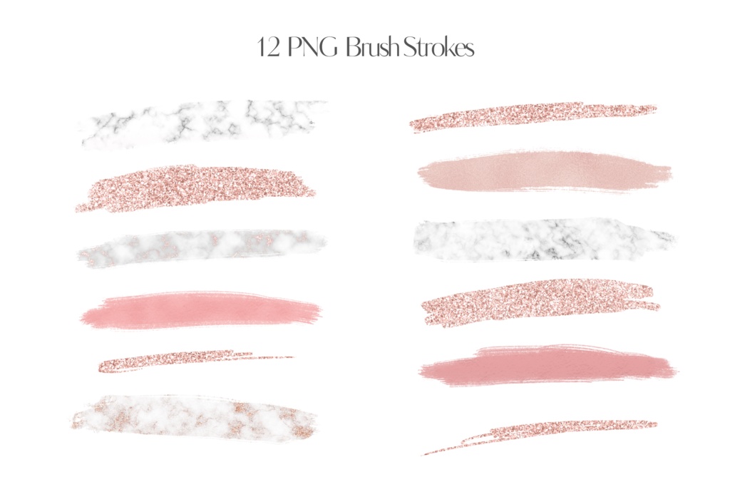 ローズゴールド&マーブル ブラシペイントテクスチャ キラキラ素材