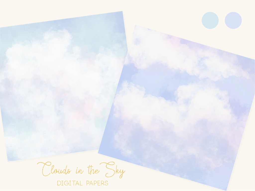 ふわふわ雲と青空のペイントテクスチャ背景