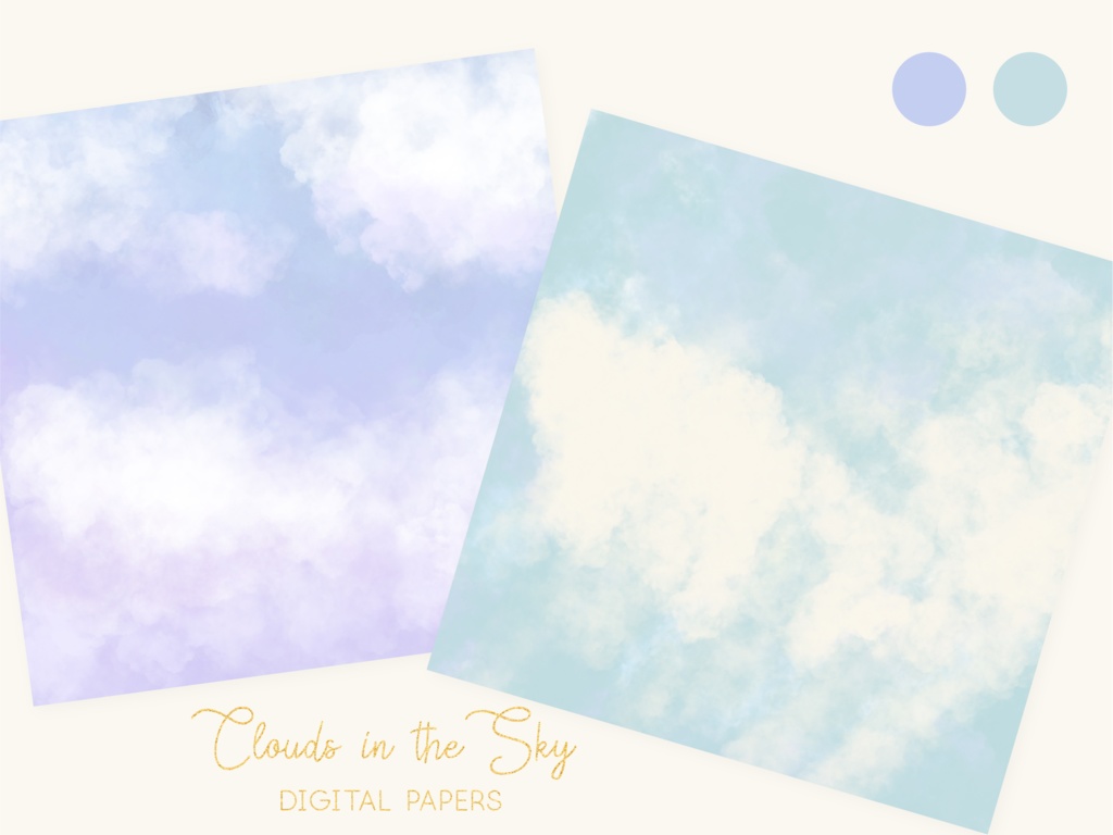 ふわふわ雲と青空のペイントテクスチャ背景