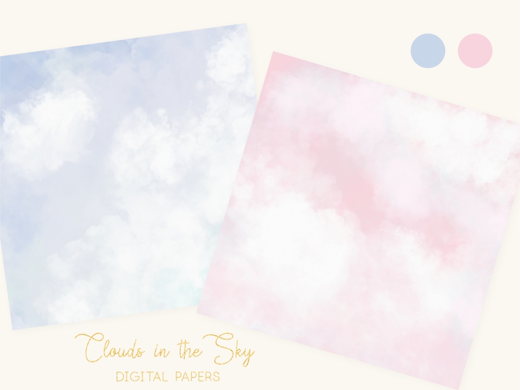 ふわふわ雲と青空のペイントテクスチャ背景