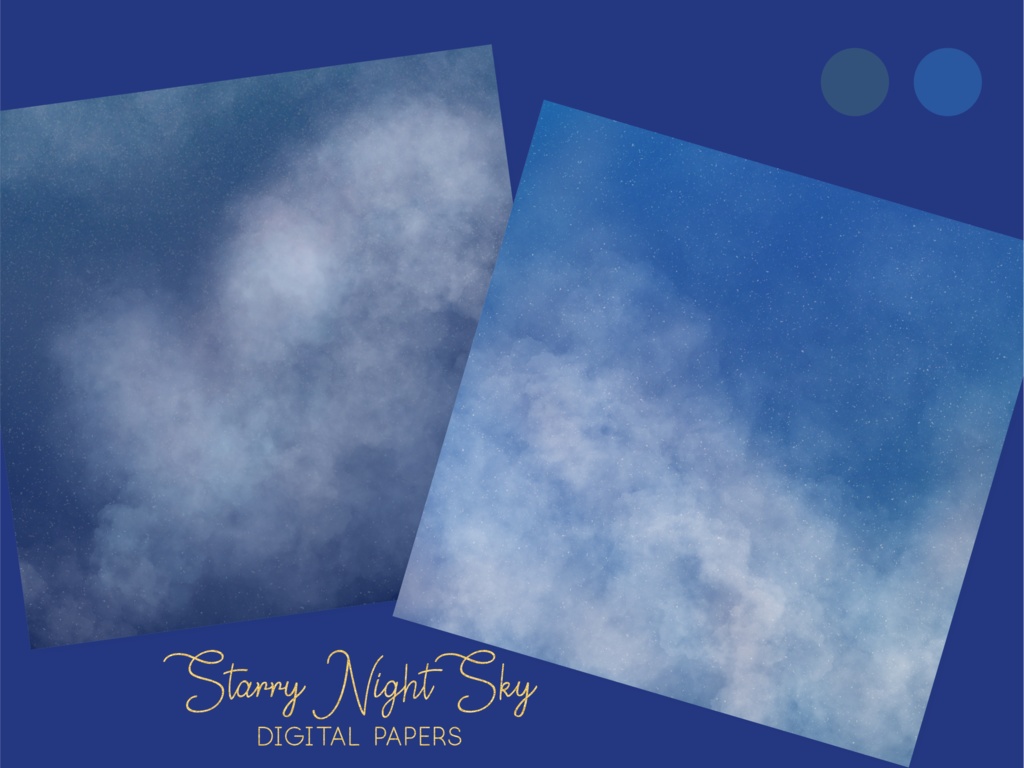 ふわふわ雲とキラキラ星空のテクスチャ背景画像素材