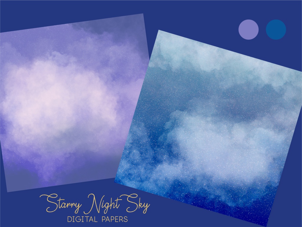 ふわふわ雲とキラキラ星空のテクスチャ背景画像素材