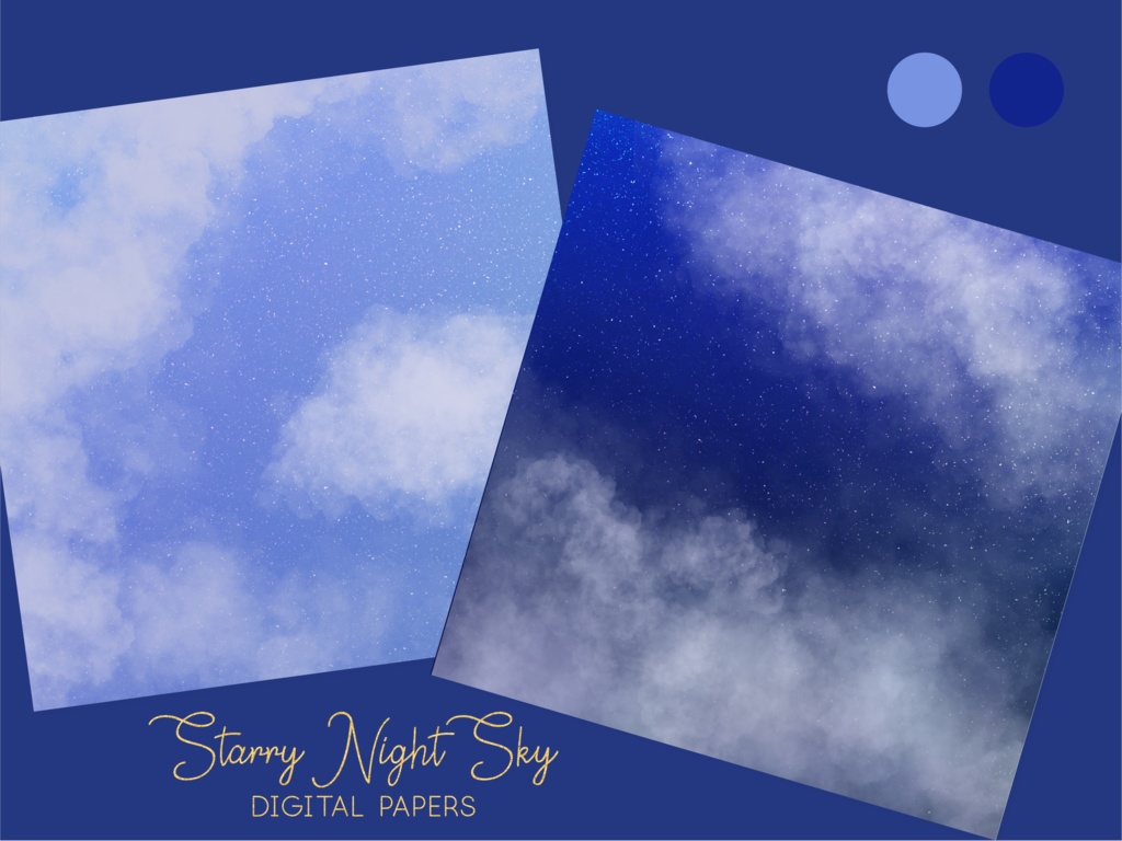 ふわふわ雲とキラキラ星空のテクスチャ背景画像素材