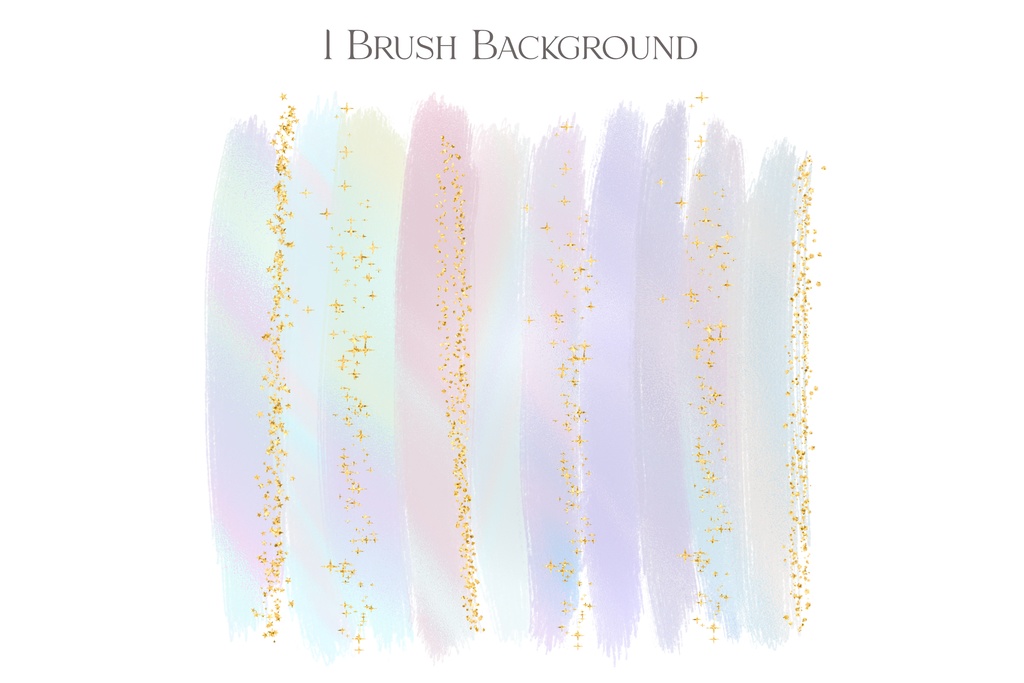ユニコーンホログラムブラシストローク素材セット