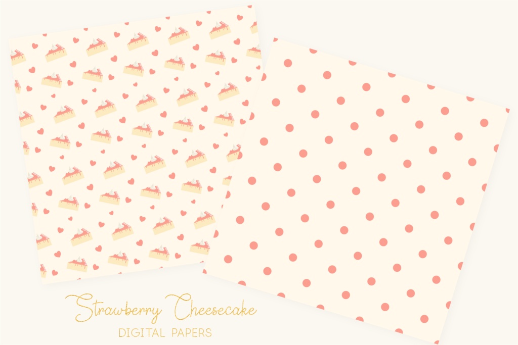 いちごチーズケーキパターン背景素材