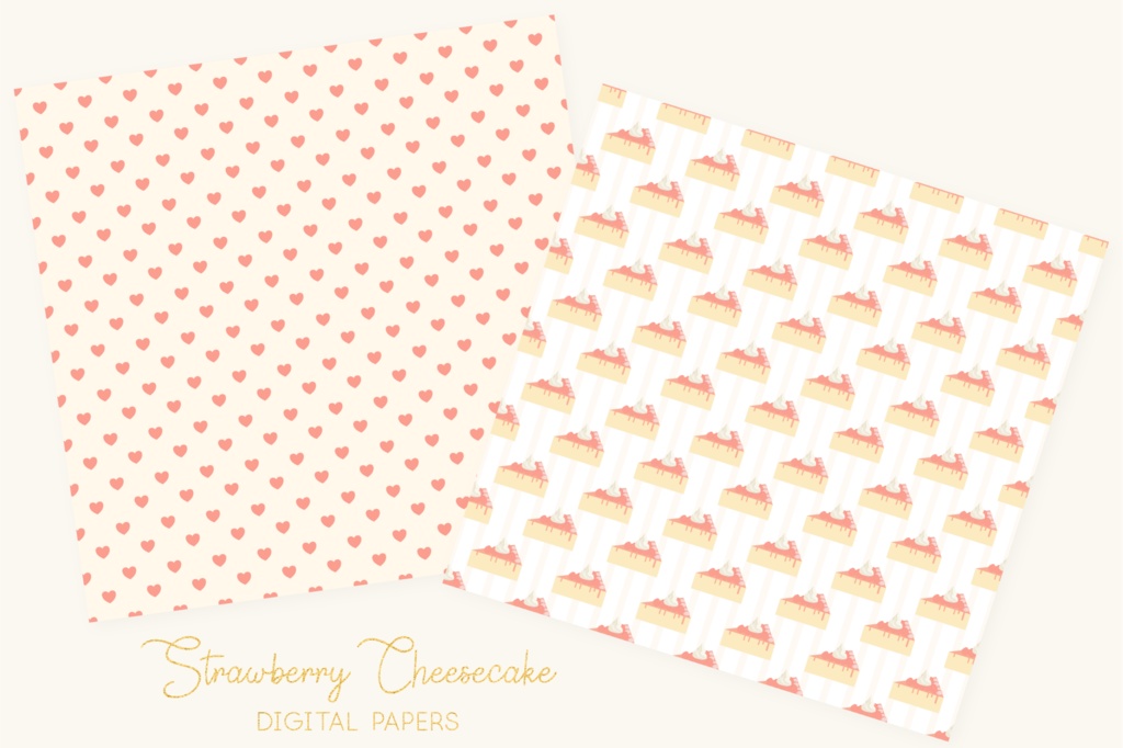 いちごチーズケーキパターン背景素材