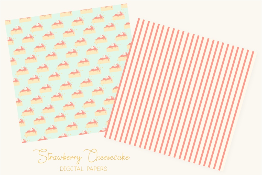 いちごチーズケーキパターン背景素材