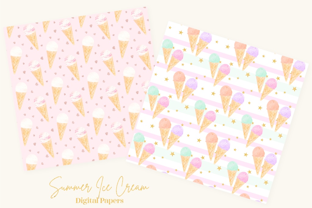 アイスクリームパターン模様背景イラスト素材