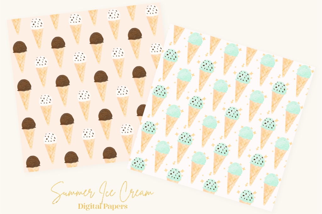 アイスクリームパターン模様背景イラスト素材