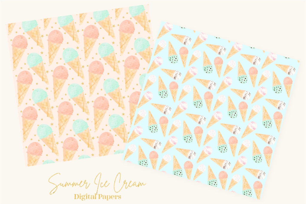 アイスクリームパターン模様背景イラスト素材