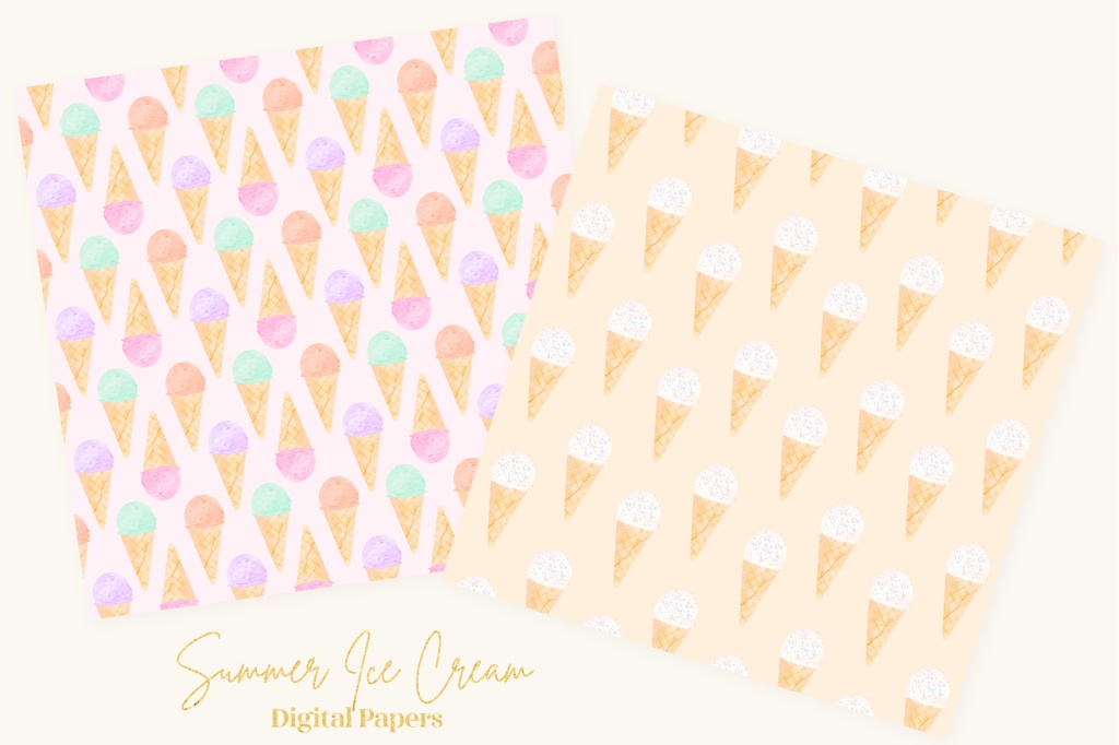 アイスクリームパターン模様背景イラスト素材