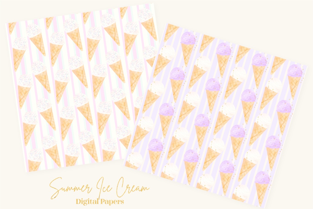 アイスクリームパターン模様背景イラスト素材