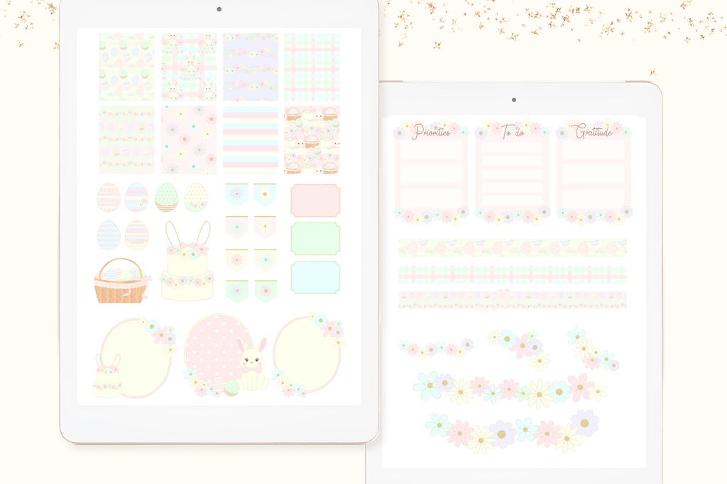 春色パステルうさぎイースターGoodNotes5ステッカー100枚セット