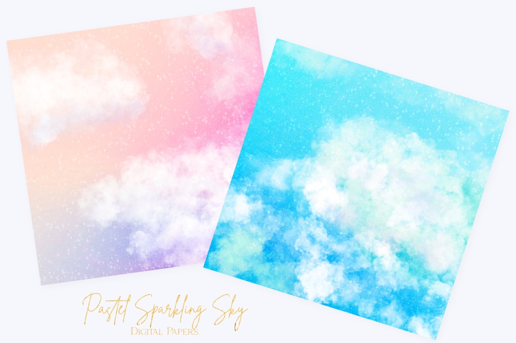 キラキラパステル空ペイント背景素材