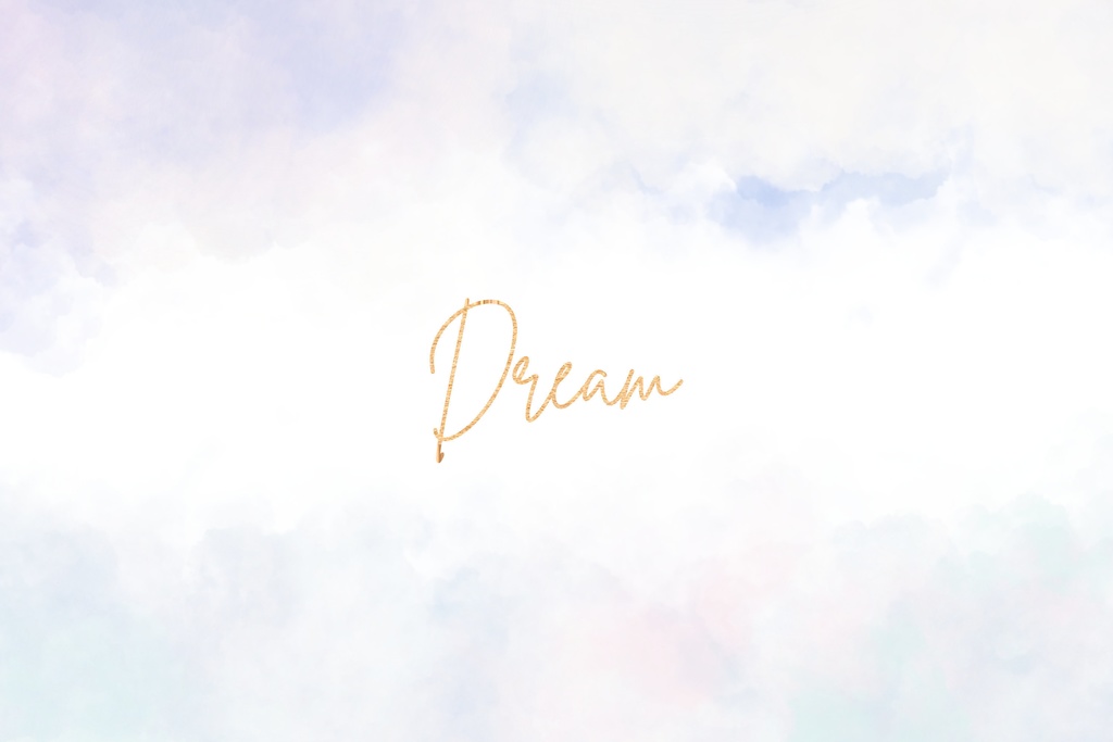 ふわふわ雲とキラキラグリッターのラインボーダー水彩背景素材