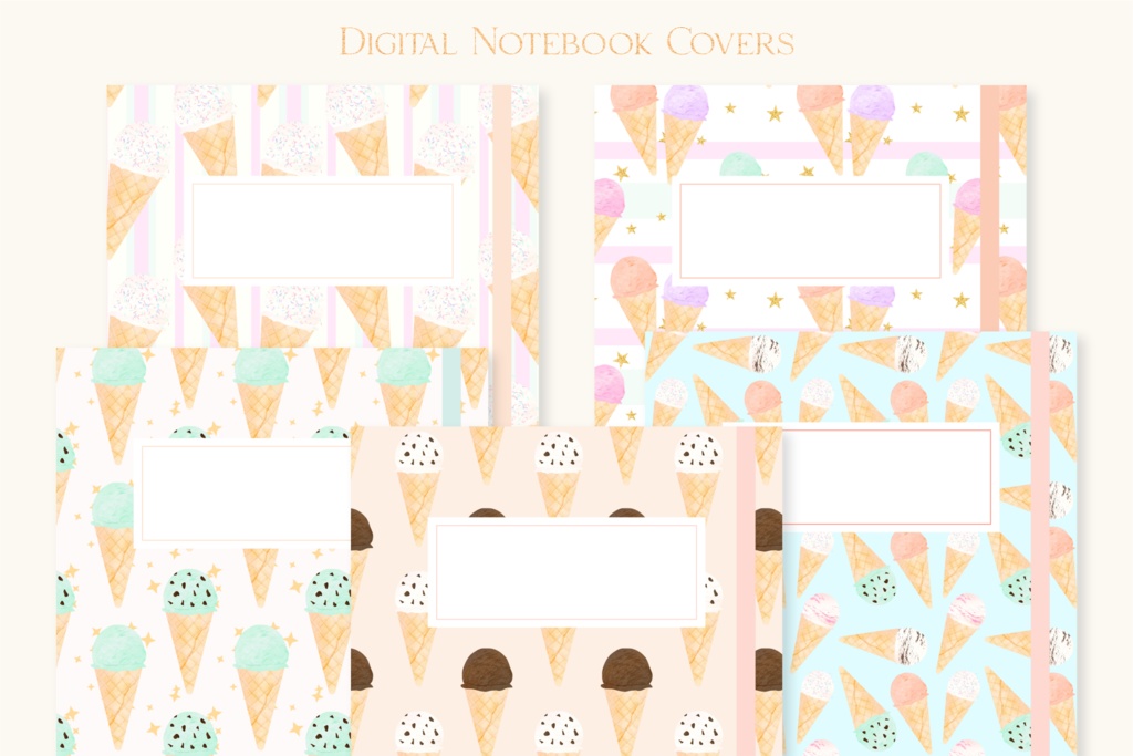 GoodNotes表紙テンプレート|アイスクリーム柄GoodNotseテンプレート