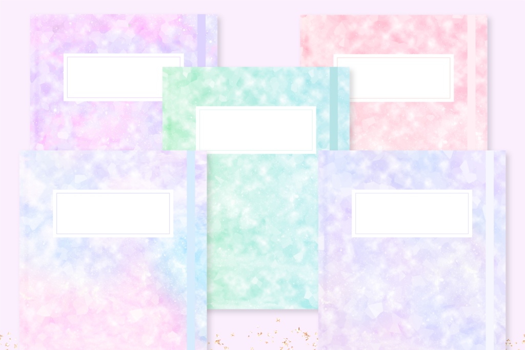 GoodNotes表紙テンプレート|パステルクリスタルGoodNotseテンプレート