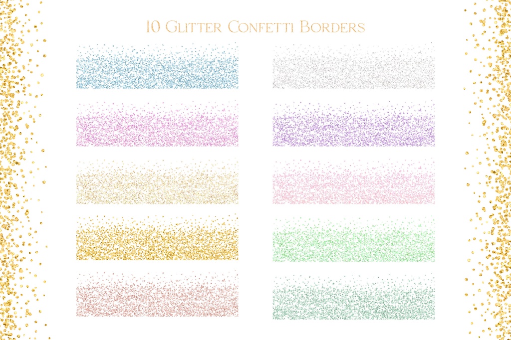 キラキラグリッターライン素材|ゴールド紙吹雪グリッターフレーム素材