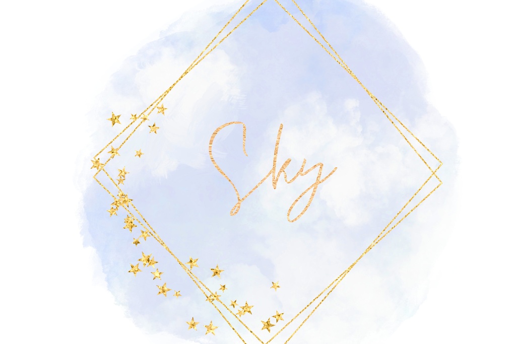 ふわふわ雲の水彩背景フレームセット