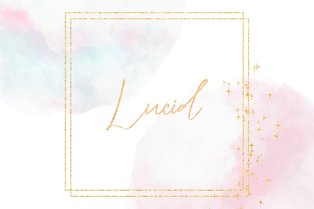 ふわふわ雲の水彩背景フレームセット