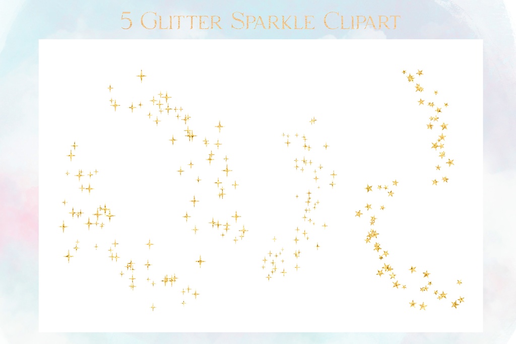 ふわふわ雲の水彩背景フレームセット