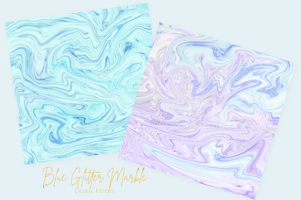 青のキラキラマーブル背景素材